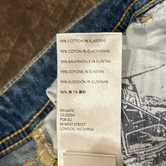 Pilcro Mid Rise Slim Boyfriend Jeans Embroidered Medium Wash Size 28 - Picture 10 of 11